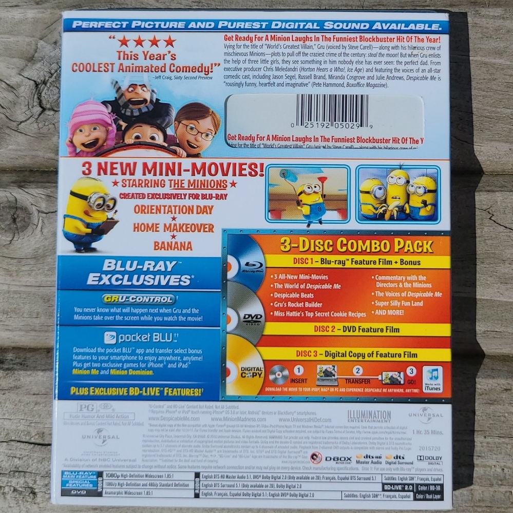 Despicable Me Blu-Ray+DVD+Digital Copy - Picture 2 of 2